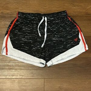 Varsity Black, White & Red Athletic Women's Shorts